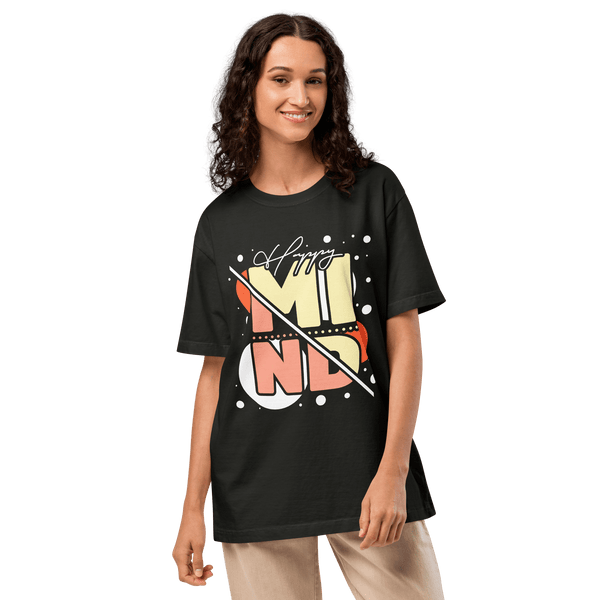 Happy Mind - Oversized Black T-Shirt